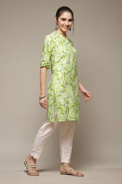 Lime Green LIVA Straight Kurta image number 5